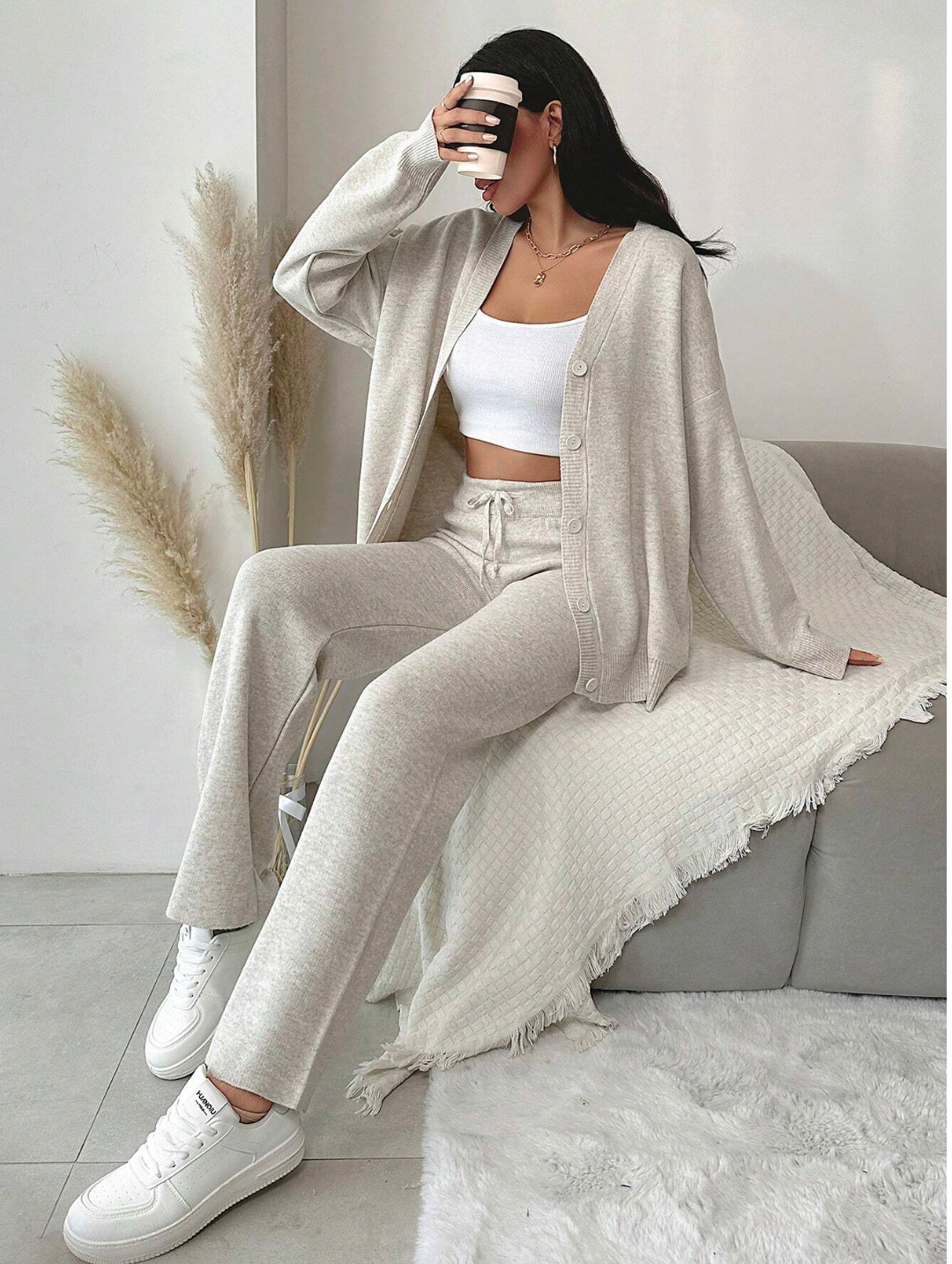 Basic Hırka Takım | Rahat & Şık Kadın İki Parça Set 1307