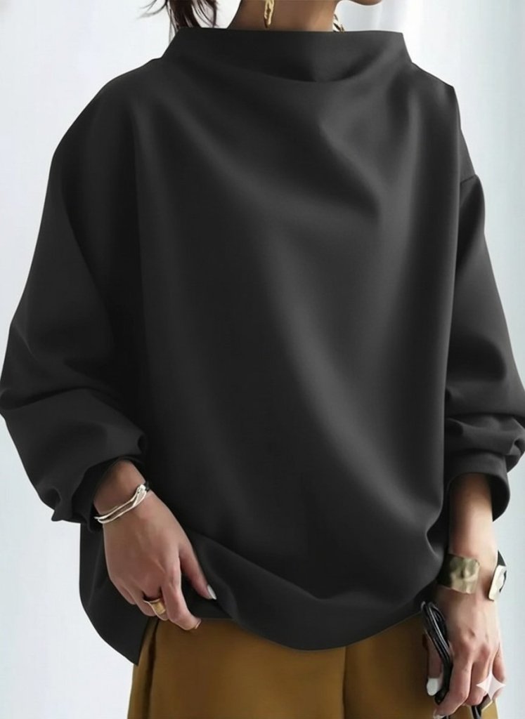 Modal Boğazlı Bluz – Siyah | Yumuşak & Şık Uzun Kollu Kadın Bluz 1206