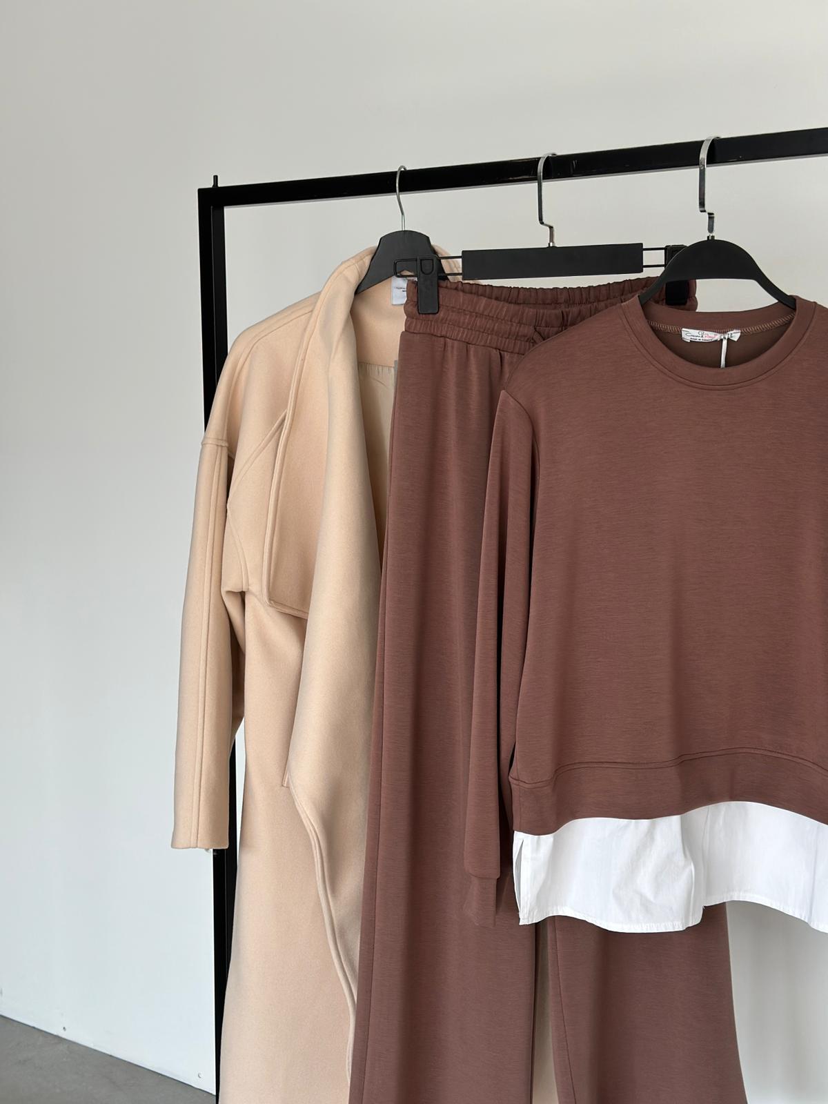 Modal Poplin Detaylı Takım – Beyaz | Şık & Modern Kadın Takım 1301