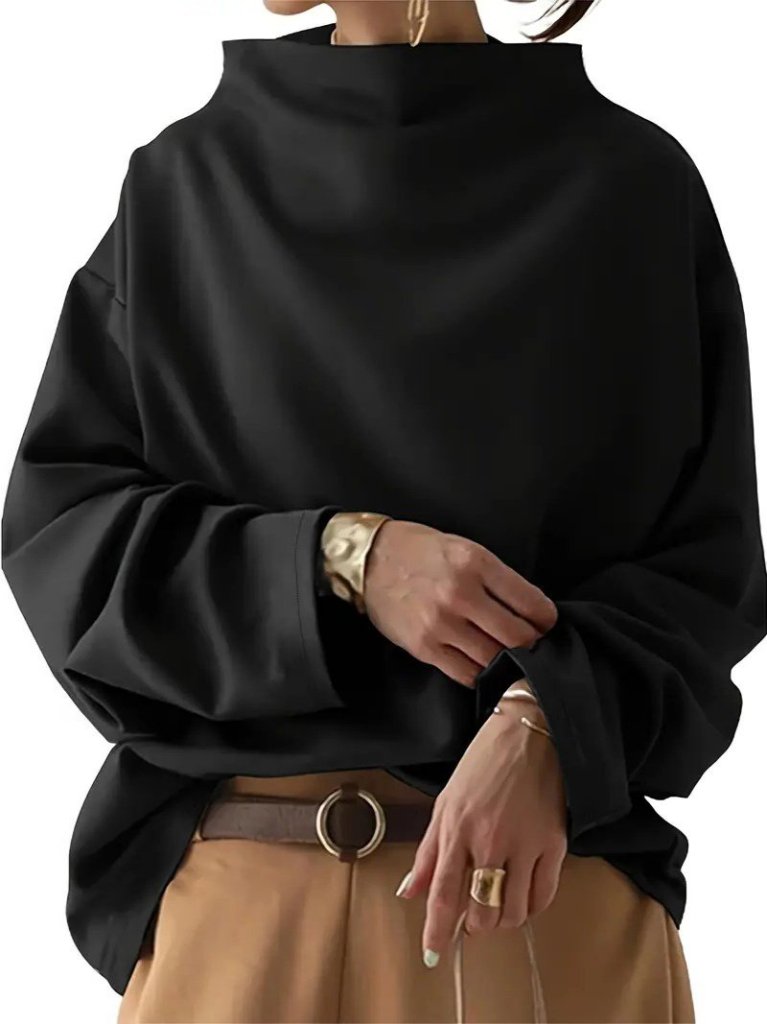 Modal Boğazlı Bluz – Siyah | Yumuşak & Şık Uzun Kollu Kadın Bluz 1206