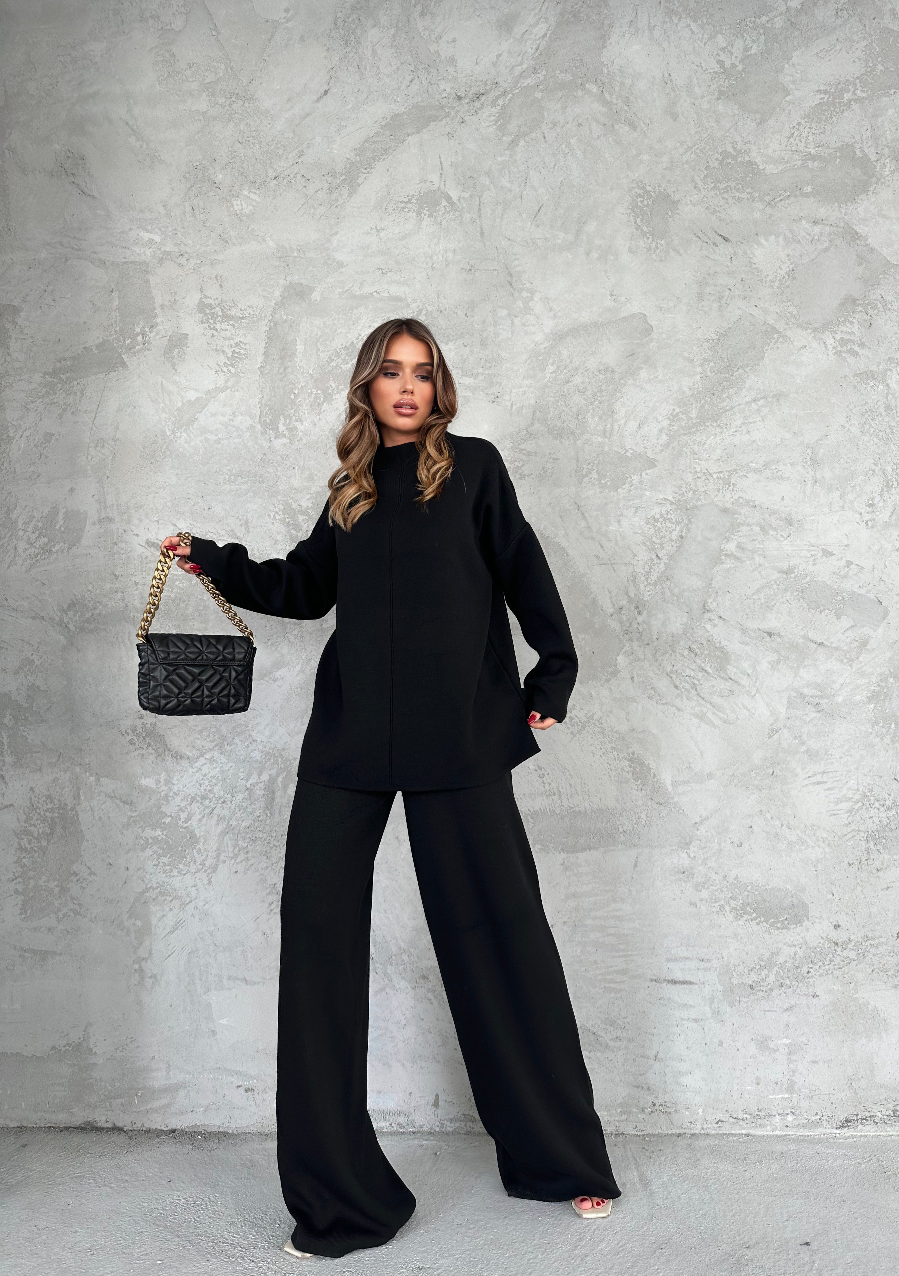 Basic Interlock Takım – Siyah | Rahat & Minimal Kadın Takım 1306