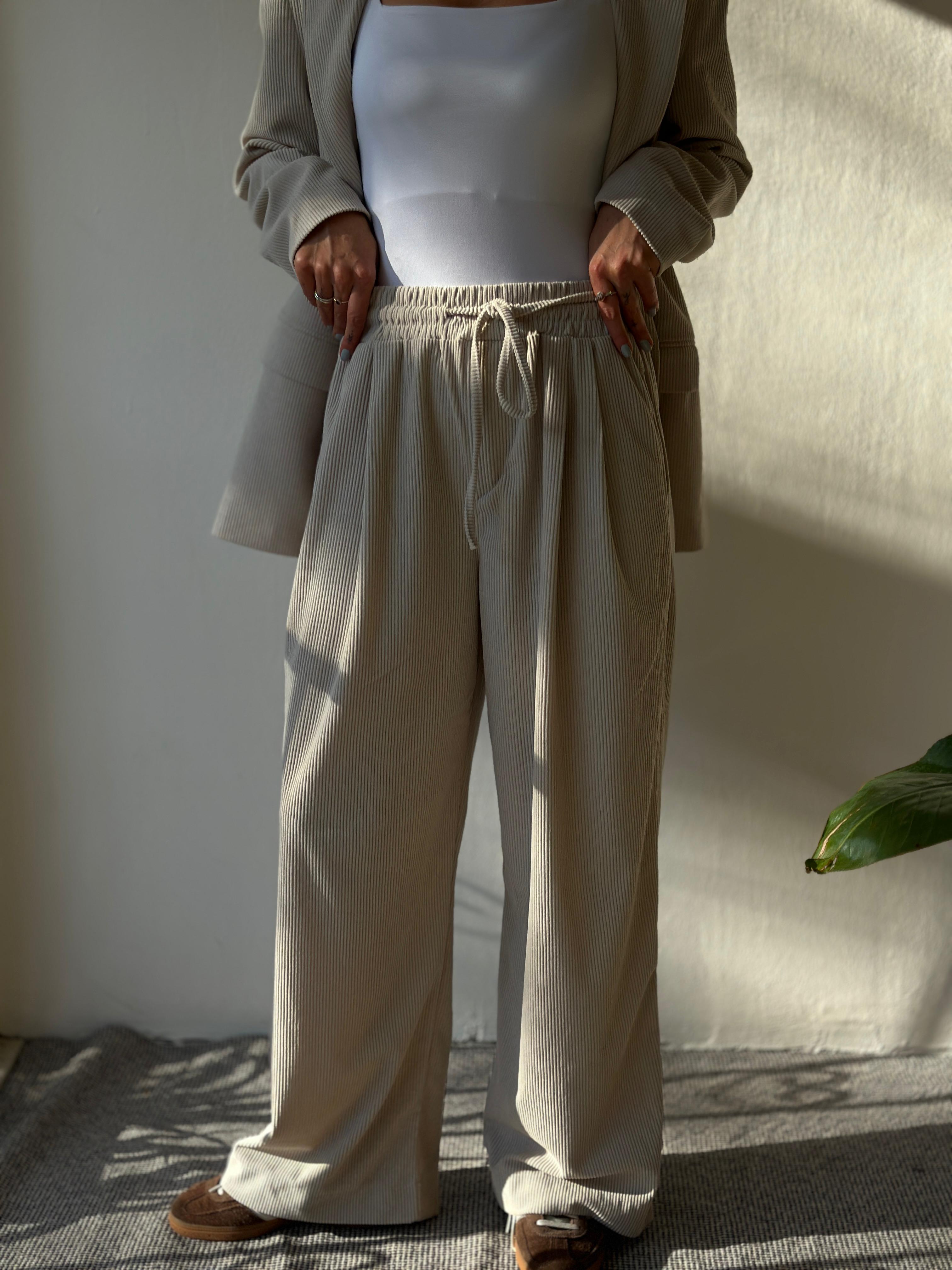 Lastikli Bel Kadife Pantolon – Kahve | Yumuşak Dokulu Kadın Kadife Pantolon 1302