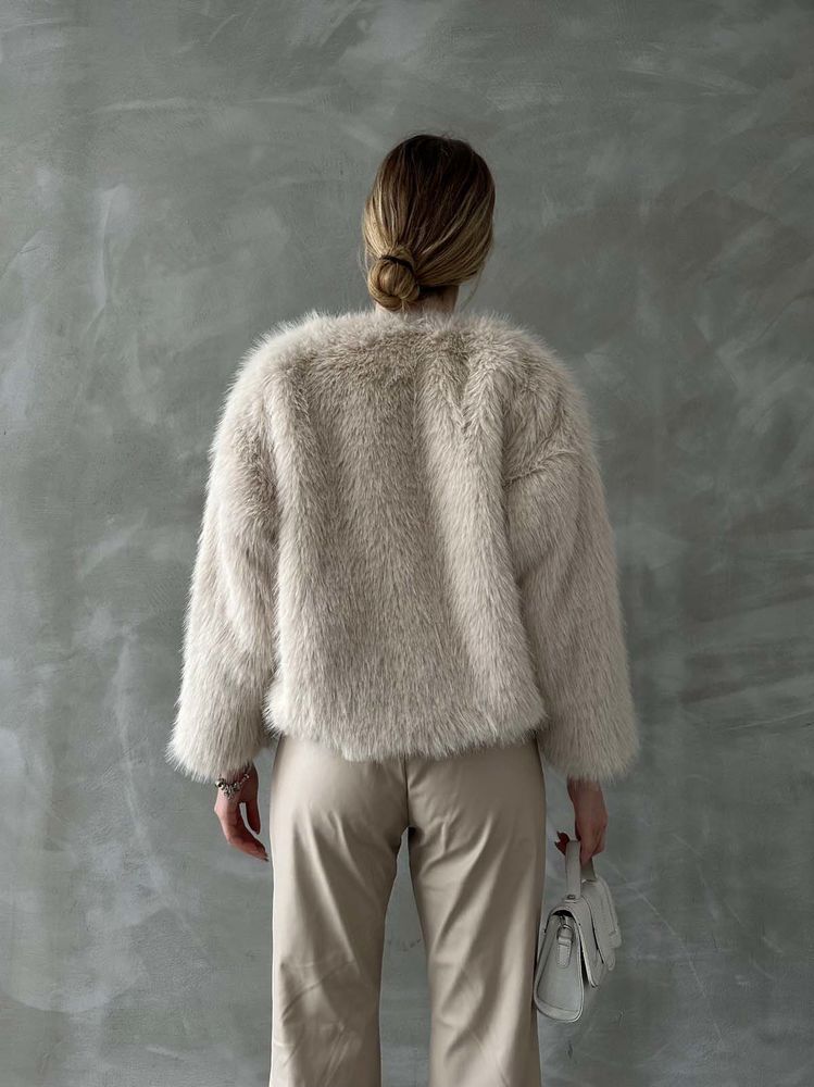 Taş Rengi Suni Kürk Mont | 1403