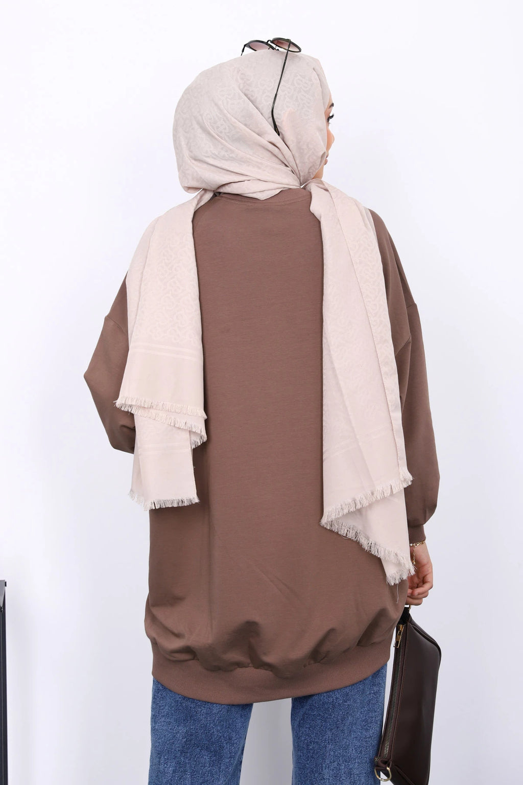 Koyuv Vizon Önü Kısa Arkası Uzun Oversize Sweatshirt