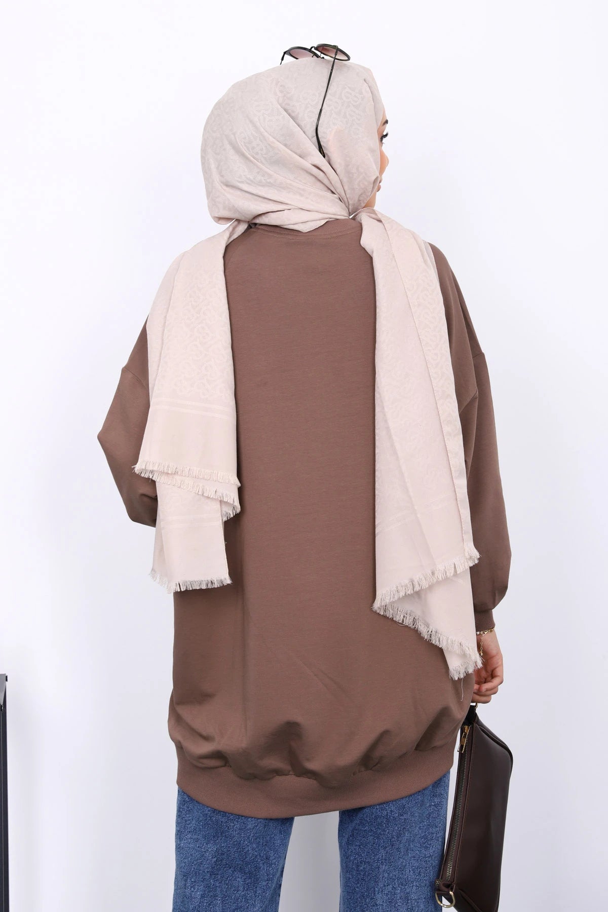 Koyuv Vizon Önü Kısa Arkası Uzun Oversize Sweatshirt
