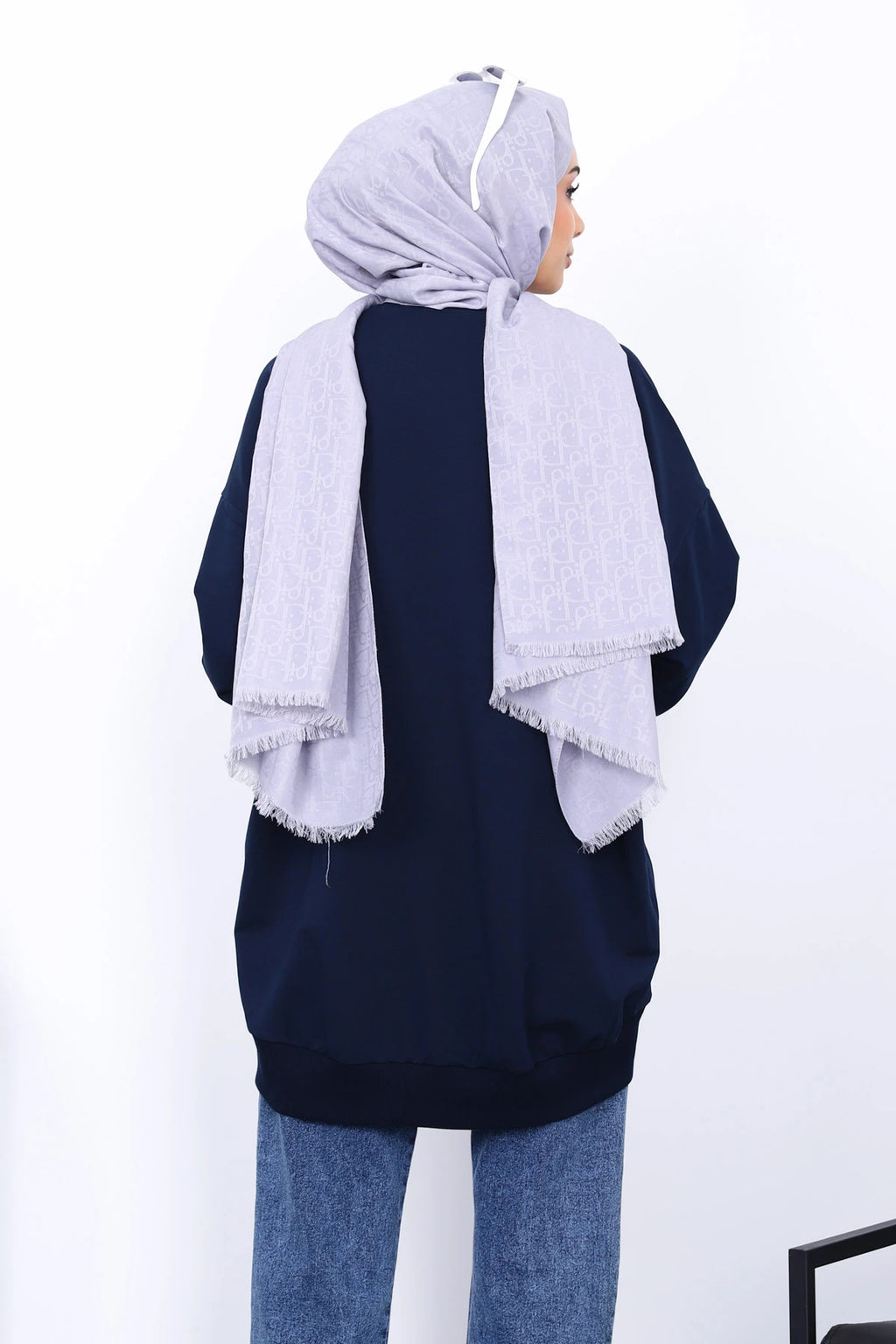 Lacivert Önü Kısa Arkası Uzun Oversize Sweatshirt