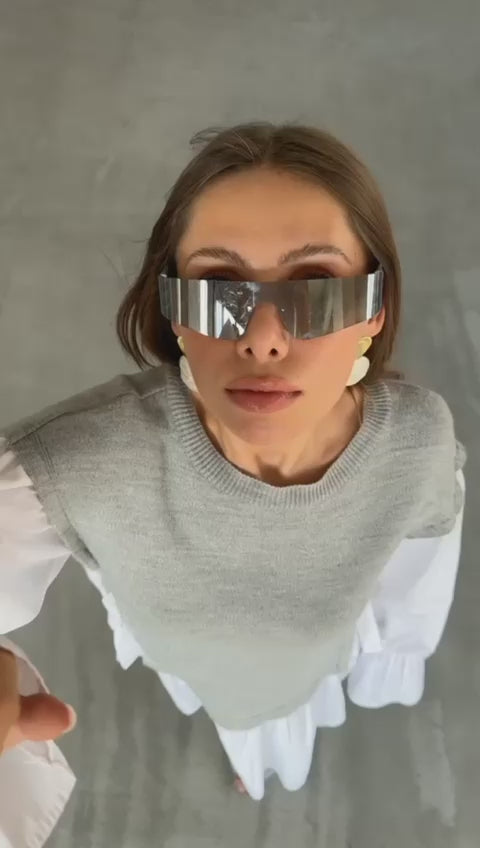 Gömlek Detaylı Triko Takım – Gri | Modern & Şık Kadın Takım 1305